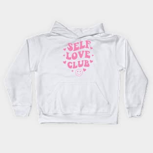 Self Love Club Aesthetic Words - Anti Valentines Day Pink Kids Hoodie